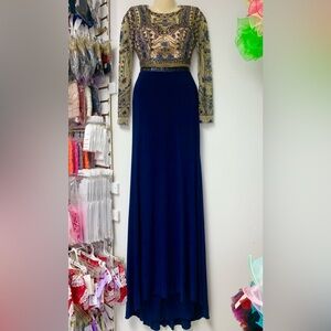 Sherri Hill Size 0 Navy Blue Beaded 2Pc Beaded Prom Homecoming Pageant Dress NWT